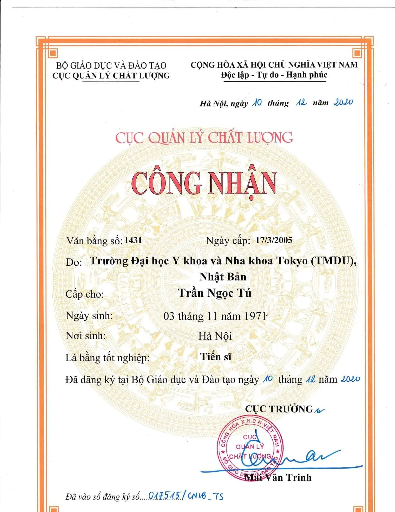 Xac Nhan Bang Tien Si